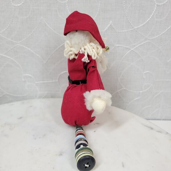 VINTAGE Rustic Santa with Button Legs 9" Christmas Holiday Plush Stuffed Decor - Picture 9 of 13